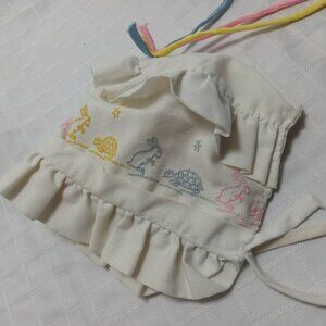 Beautiful handmade baby hat with pretty trim and embroidery 1977 size approx 1yo